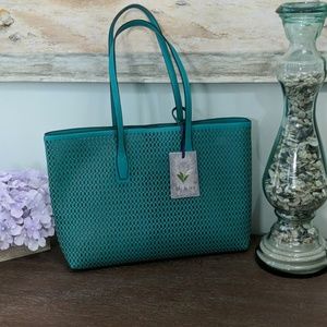 Lily & Ivy Teal Tote Bag with accessory pouch